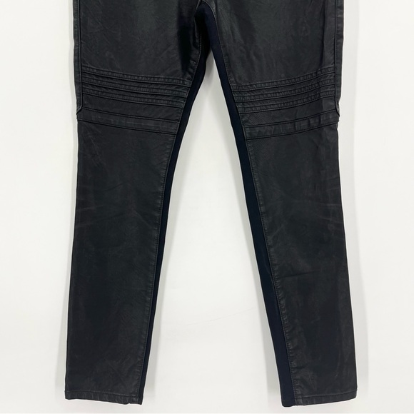 Anthropologie Pilcro Black Vegan Faux Leather Moto Jegging Pants 31” - Picture 4 of 11